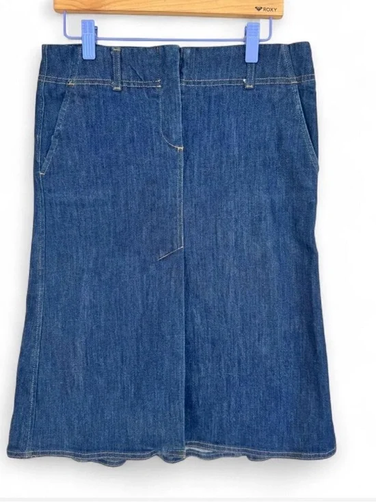 Theory Mid-Length Made in The USA Blue Denim Skirt