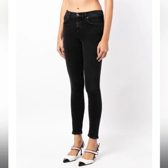 Agolde Sophie Low Rise Black Skinny Jeans, Size 27