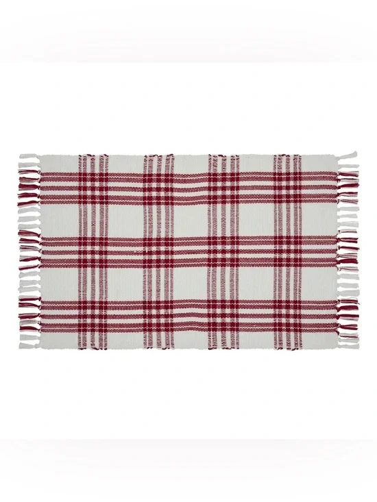 My Texas House Indoor/Outdoor Plaid Accent Rug, Red and White, 24