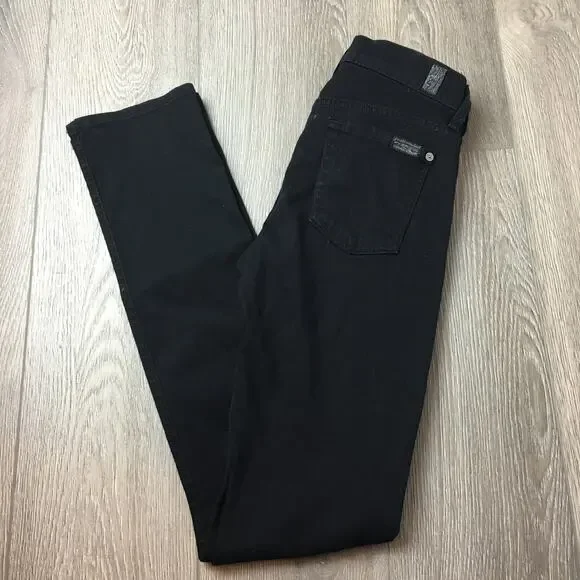 7 For All Mankind The Modern Straight Jeans Stretch Denim Black Size 25