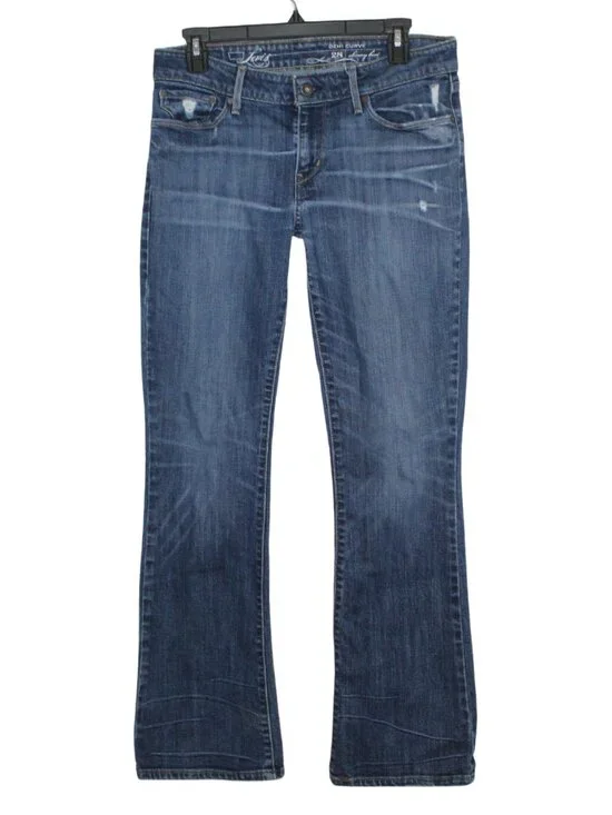 Y2K Levi's low rise demi curve skinny bootcut dark wash distressed