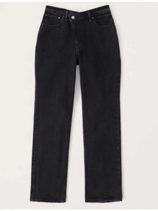 Abercrombie & Fitch 90s Slim Straight Ultra High Rise Black Denim 10