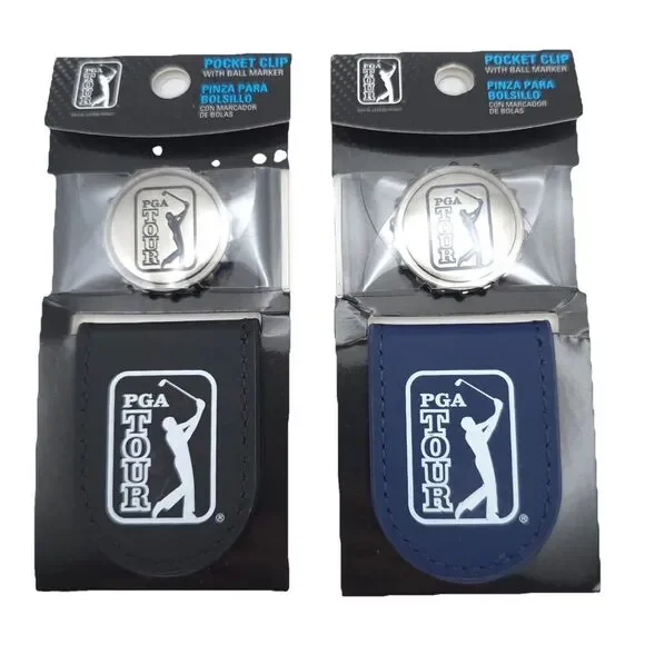 NEW PGA Golf Tour 2 pc Black Pocket Clip with Ball Marker CAVIAR & PEACOAT‎