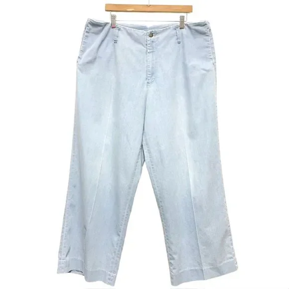 J‎ Peterman Lightweight Denim Wide Leg Jeans Pants Size 18 Light Wash Trousers