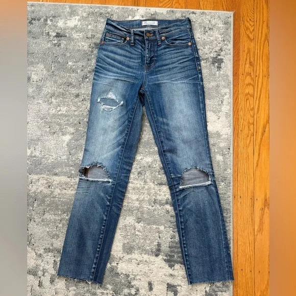 Madewell High Riser Skinny Distress Cropped Ankle Jeans, SZ Women’s 24