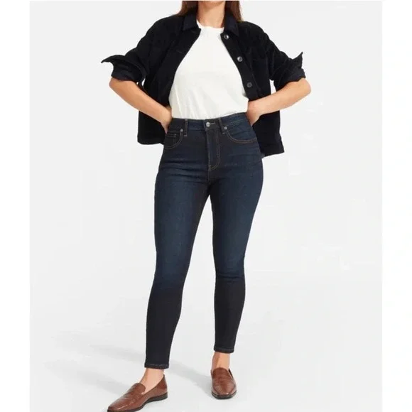 EVERLANE The Curvy Authentic Stretch High-Rise Skinny Jeans in Dark Wash Sz‎ 25