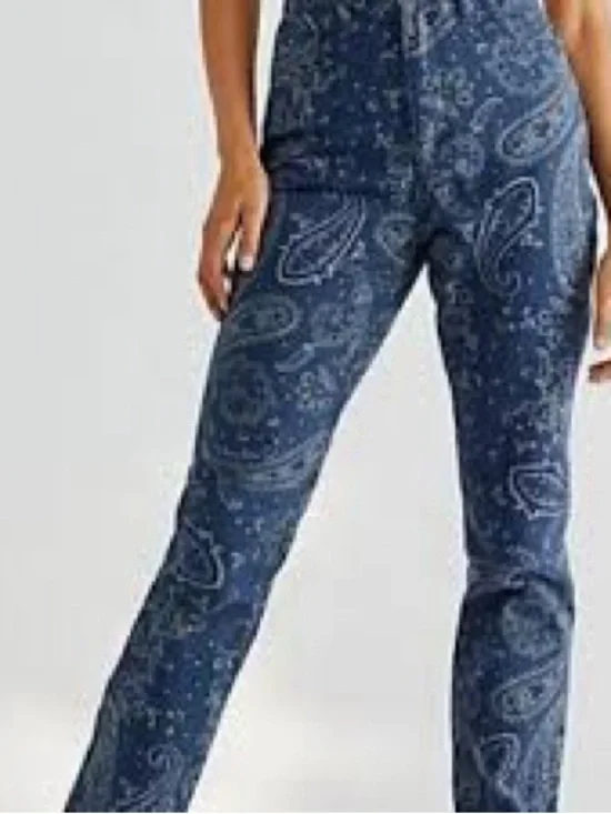 Who What Wear Navy Paisley Jeans