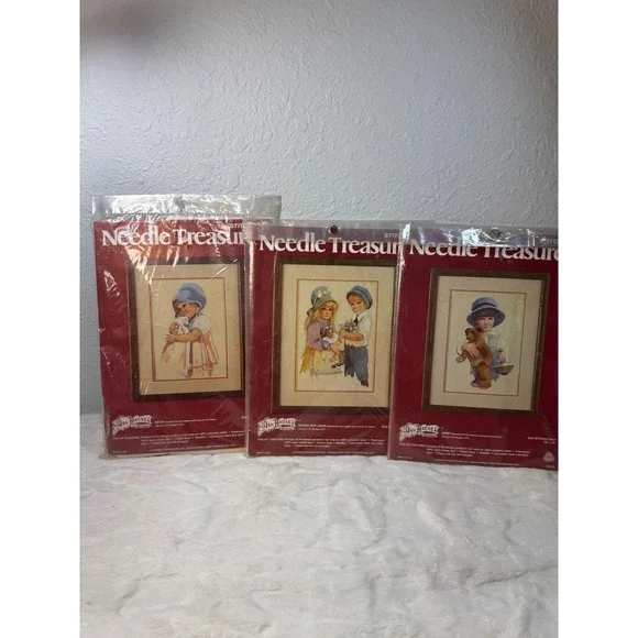 Jan Hagara Needle Treasures Crewel Kits Lot 3 Betsy Jimmy Spring Lance Vintage