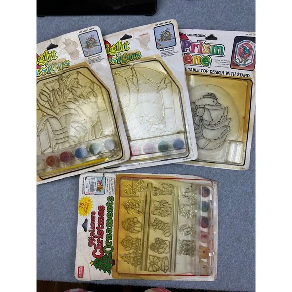 Vtg Craft House Paint by Number NWT Suncatcher Ornament Kits 1992 Lot of 4