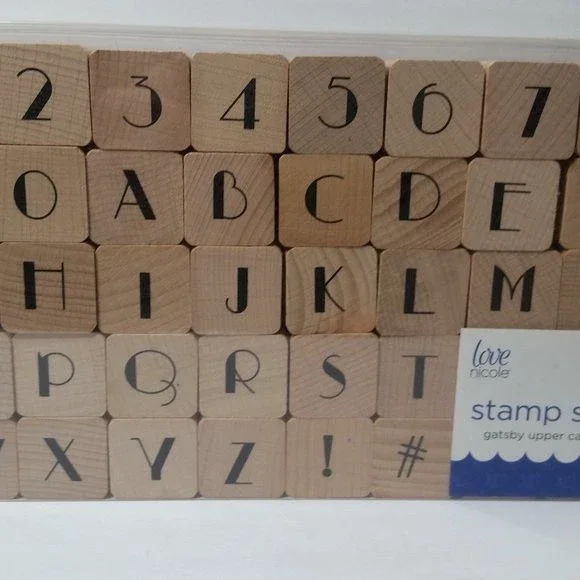 Wood Block Stamp Set Letter Numbers 40 Piece Scrapbook Paper Crafts Card