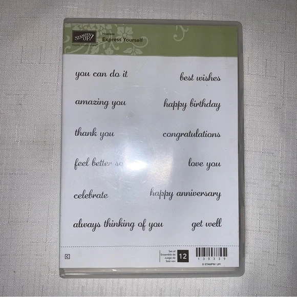 STAMPIN' UP Hostess Exclusive Express Yourself Rubber Set 12 Saying & Greetings
