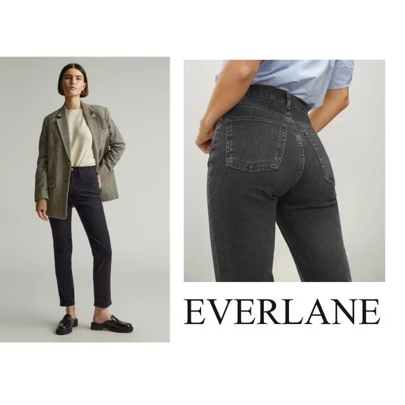 Everlane Denim The Original Cheeky‎ Jean Black High Rise Scandi Capsule Wardrobe