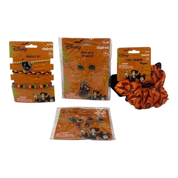 Disney‎ Hocus Pocus Claires Halloween Bracelet Scrunchie Earrings Necklace