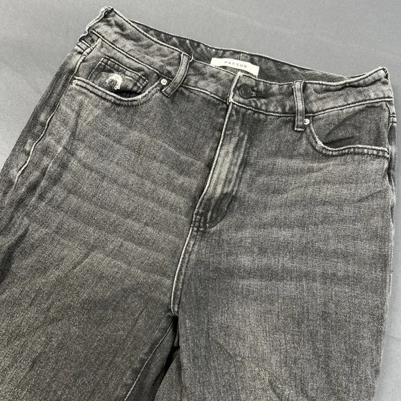 Pacsun  Women's Gray Distressed Skinny Slim Jeans Mid Rise 5-Pocket Zip Button