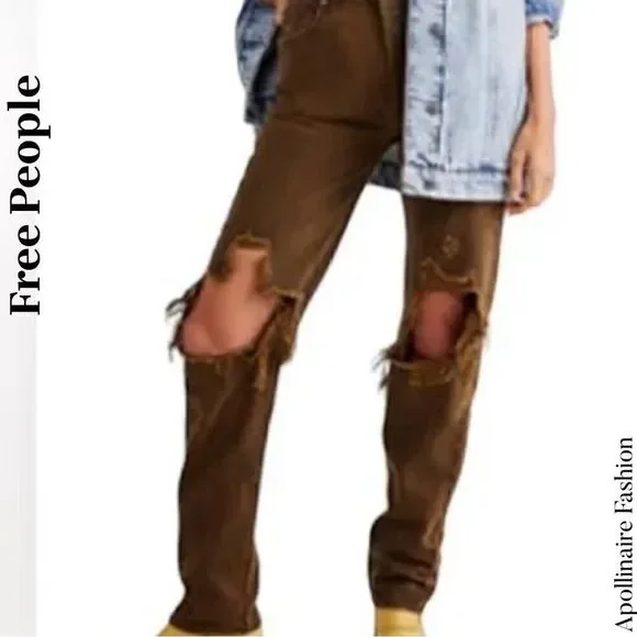 FREE PEOPLE LASSO JEANS IN BROWN SIZE 32 NWT