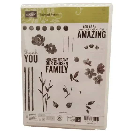 Stampin Up Painted Petals Cling Stamp Set Unmounted Flower Floral Greetings