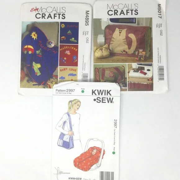Vintage Sewing Patterns Baby Bag, Carrier Cover & Sewing Machine Cover