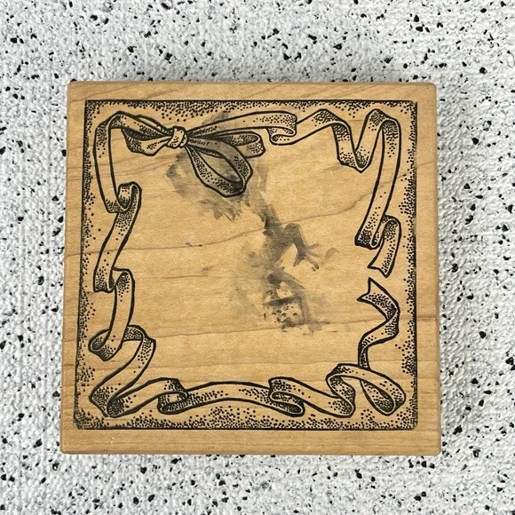Vintage 90s Rubber Stamp‎ Too Much Fun Ribbon Bow Frame Border