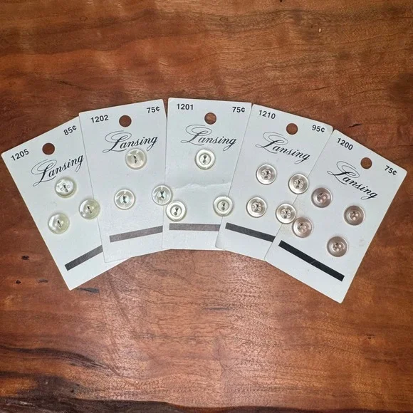 Vintage New Lansing Button Lot 5 Cards Variety Pack of 3/8