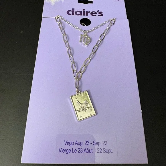 NWT‎ Claires Gold Virgo Zodiac Layered Set of 2 Necklaces August September Gift