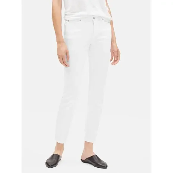 Eileen Fisher System White Jeans Slim Ankle Denim Size 12