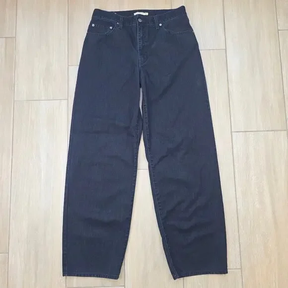 Levi's Baggy Dad Jeans Women's W30 L34 Dark Indigo Wide Leg 100% Cotton Soft