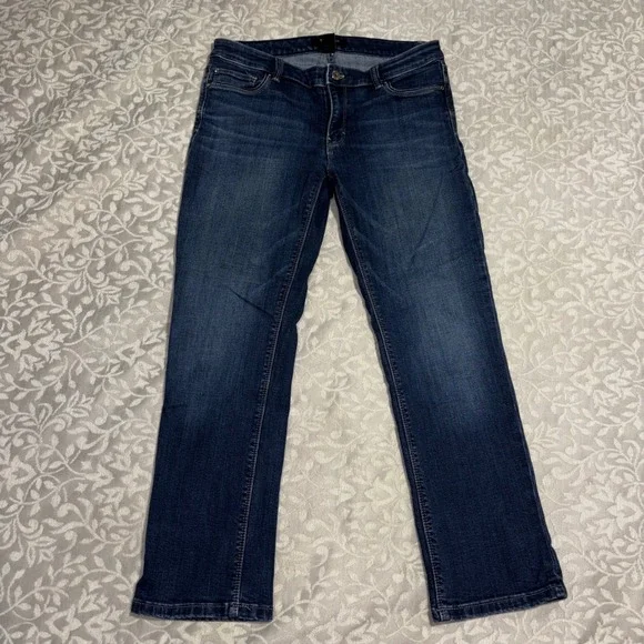 White House Black Market Crop Leg Jeans Dark Wash Rhinestone Pocket Womens 8