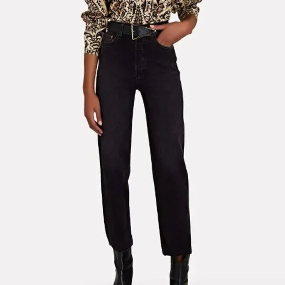 RE/DONE 70s Stove Pipe Jeans in Washed‎ Noir Black sz 26