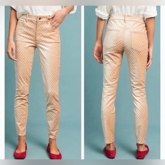 Anthropologie Pilcro Velvet Polka Dot High-Rise Skinny Ankle size 29
