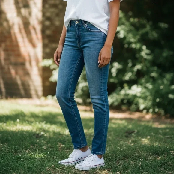 ZARA High Waisted Tapered Leg Jeans Women’s Size 32 ( Size 12 / 14 ) 3371-12