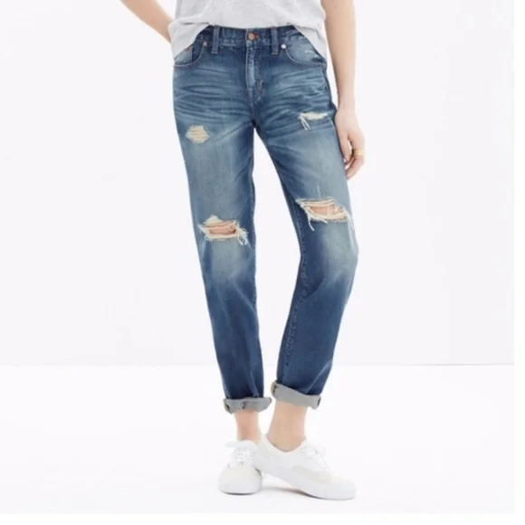 Madewell Boyjean Distressed Denim Jeans‎