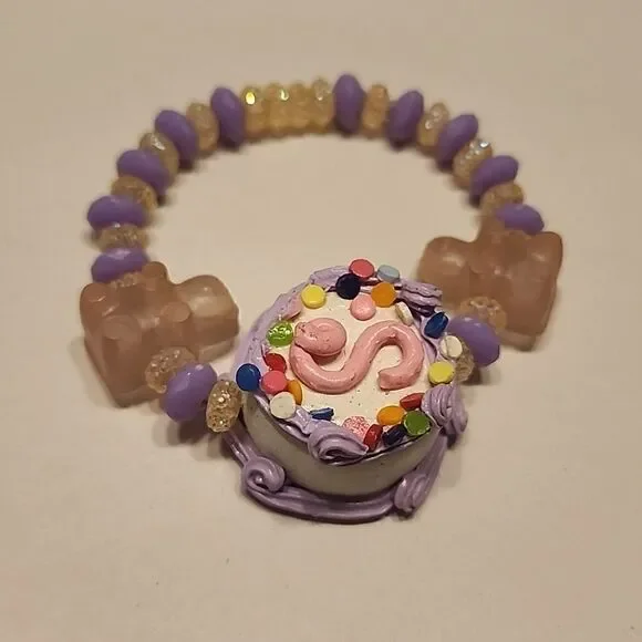 Shopkins Cake Stretch Bracelet Birthday Gummy Beard Glitter