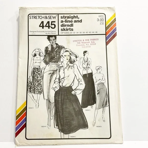 Vintage 1979 Sewing Pattern Stretch & Sew Ann‎ Person Women Skirts UNCUT