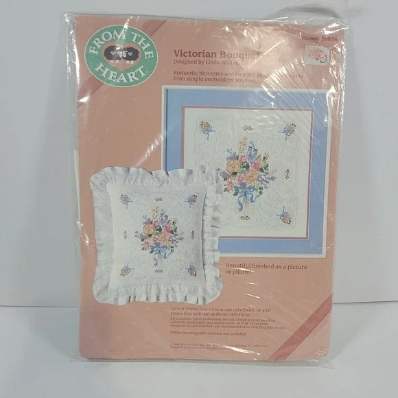 Vintage Dimensions From The Heart Victorian Bouquet Crewel Embroidery Kit 51036‎