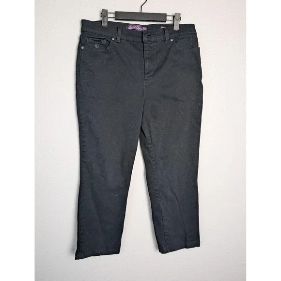 Gloria Vanderbilt Amanda Jeans Womens 14P Black Ankle Slim Stretch Denim