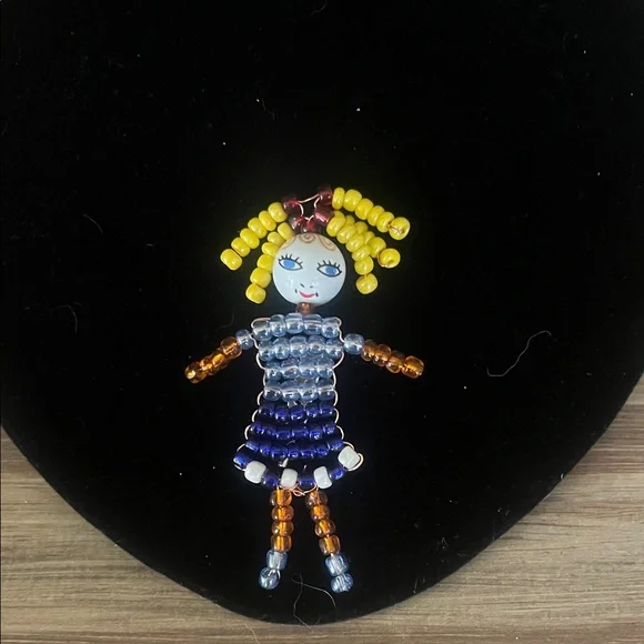 Colorful Beaded Doll Brooch