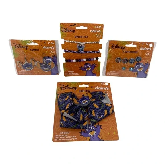 Disney Lilo & Stitch Claire's Jewelry‎ Set - Earrings Bracelet Hair Bow