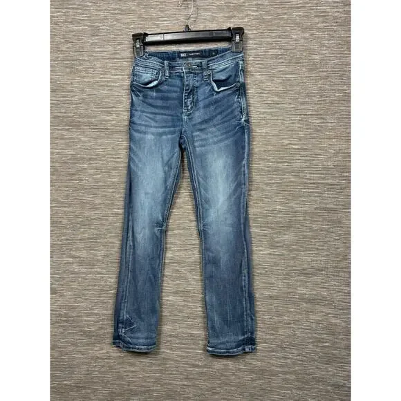 BKE Conner Straight Jeans Womens 10 Blue Medium Wash Embroidered Stretch Denim
