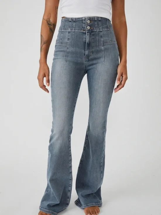 We The Free High-Waist Washed Blue Flare Jayde flare leg Jeans