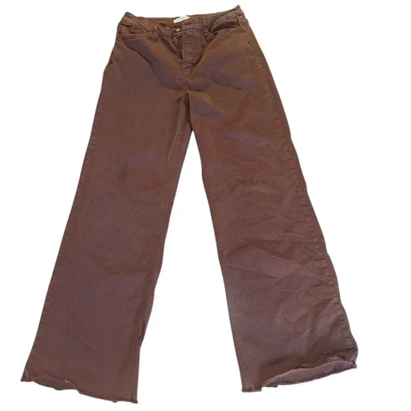 Altar State Wide Leg Cropped Jeans‎ Brown Size 30 Raw Hem Casual