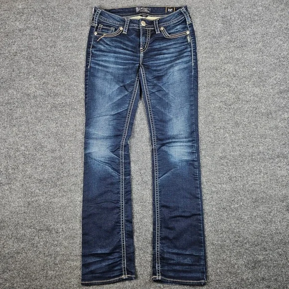 Silver Aiko Mid Slim Boot Joga Jeans Women's 30 Dark Wash Denim Stretch