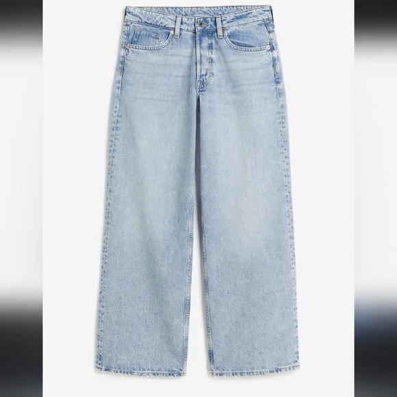 H&M Baggy Whide Liose Fit Blue Jeans Pre-owned Sz 10