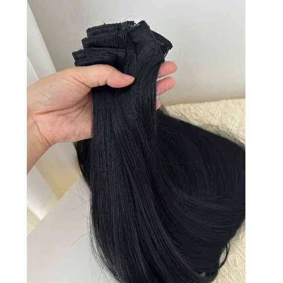24 in straight Black hair extensions  1B   Clip ins  hair extensions for women