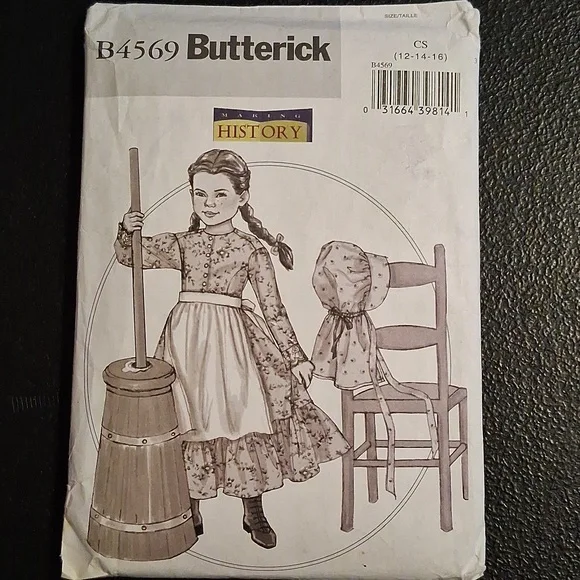 Girls Colonial Costume Pattern By Butterick Patterns B4569