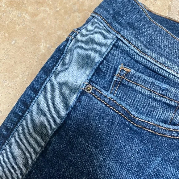 Harper High Waisted Ankle Length Jeans with Frayed Legs and Stripe Down the Side
