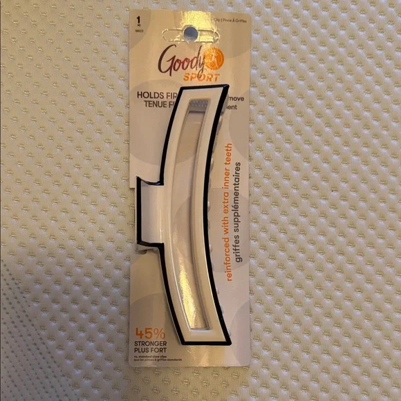 Goody Sport Hair Clip - White with Black Edge Claw Clip