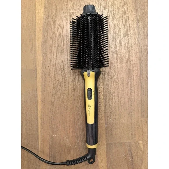 Tru Beauty Heated Styling Brush Black Gold‎ Thermal Round Brush Hair Volumizer