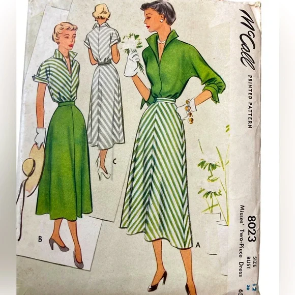 McCall’s Pattern 8023 Uncut Misses’ 2 Piece Dress Blouse & Skirt Vintage 1950