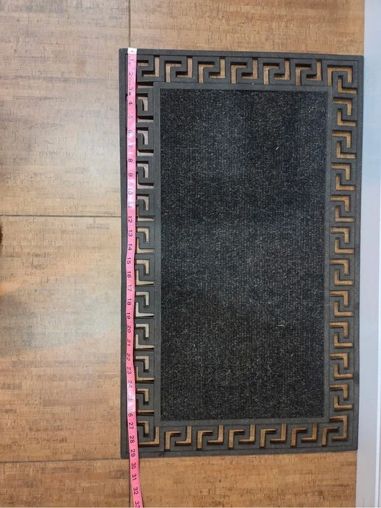 Classic Black Greek Key Rubber-Backed Door Mat