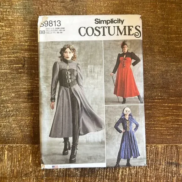 Simplicity Sewing Patern S9813 Renaissance Costume Built In Corset 20W-28W UNCUT